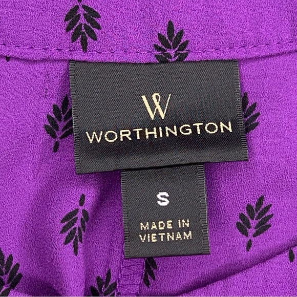 SMALL WORTHINGTON PURPLE SLEEVELESS BLOUSE FLOWY RUFFLE HALTER - Picture 11 of 12